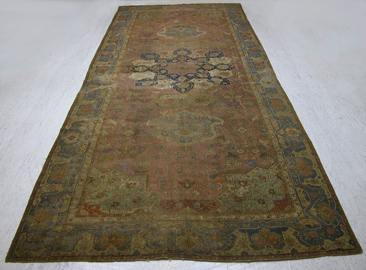 Carpet, Cotton (warp and weft), wool (pile); asymmetrically knotted pile