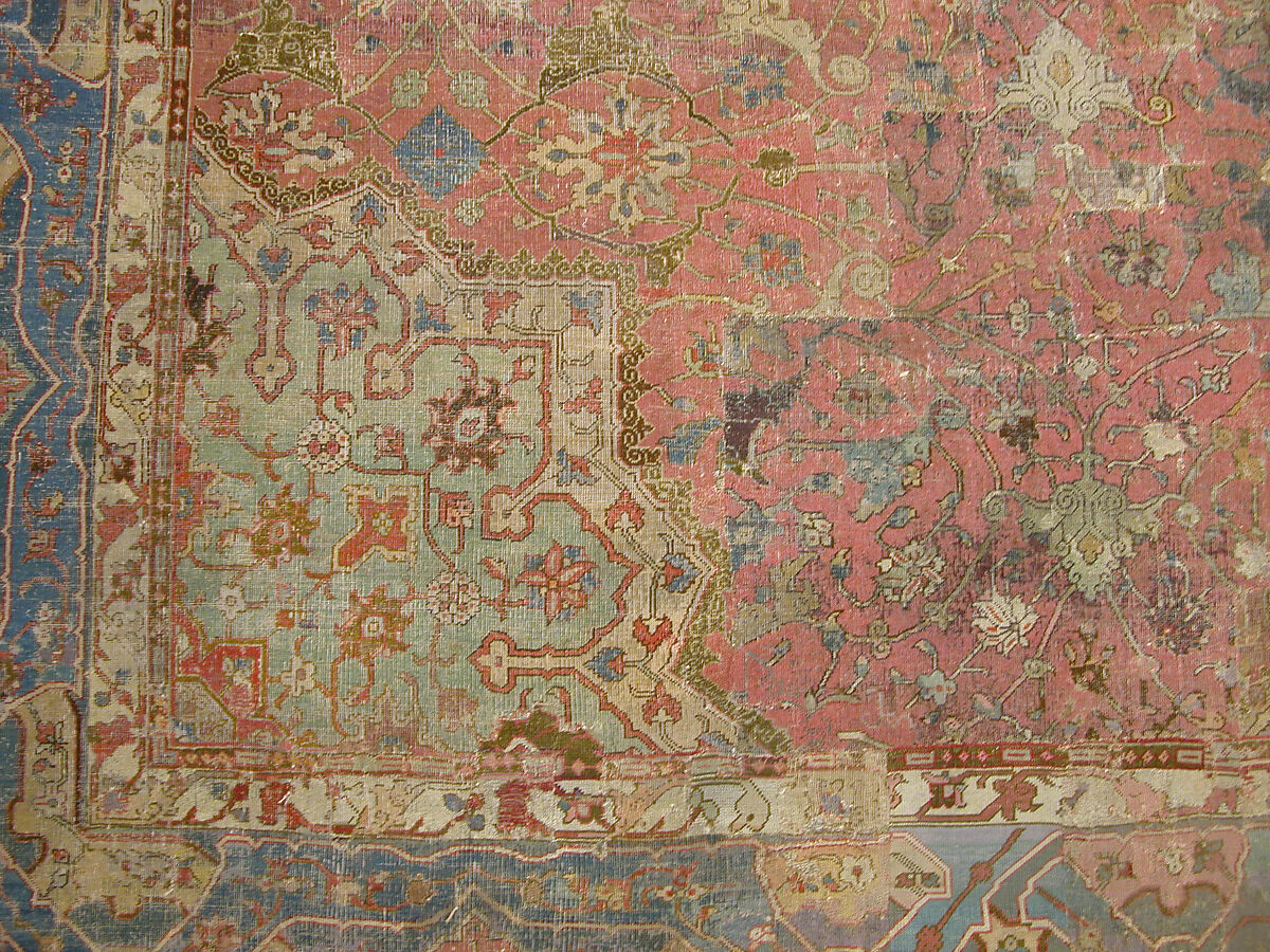 Carpet, Cotton (warp and weft), wool (pile); asymmetrically knotted pile