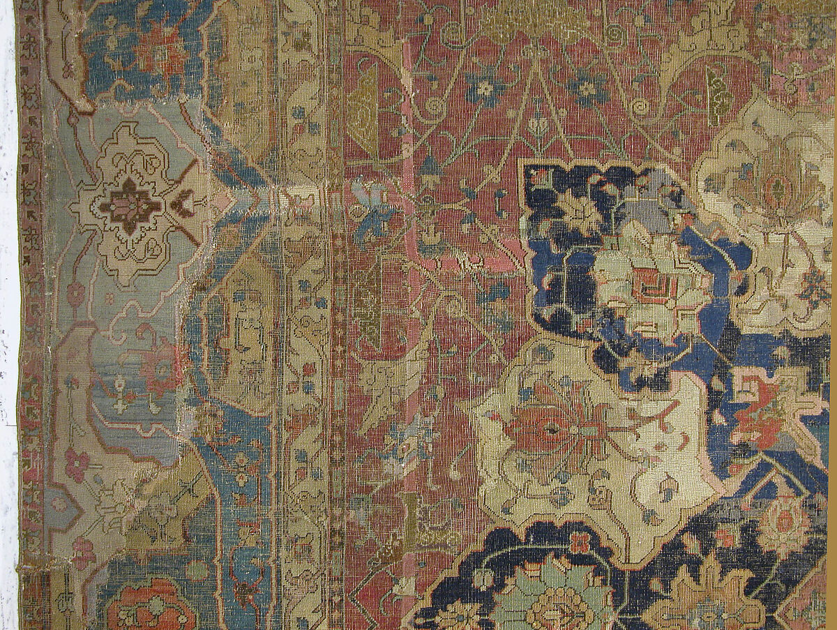 Carpet, Cotton (warp and weft), wool (pile); asymmetrically knotted pile