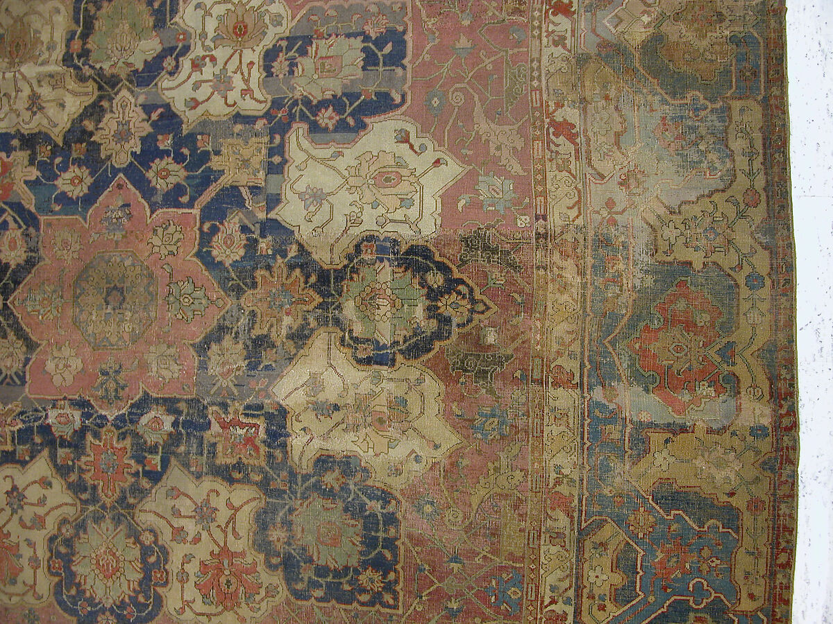 Carpet, Cotton (warp and weft), wool (pile); asymmetrically knotted pile