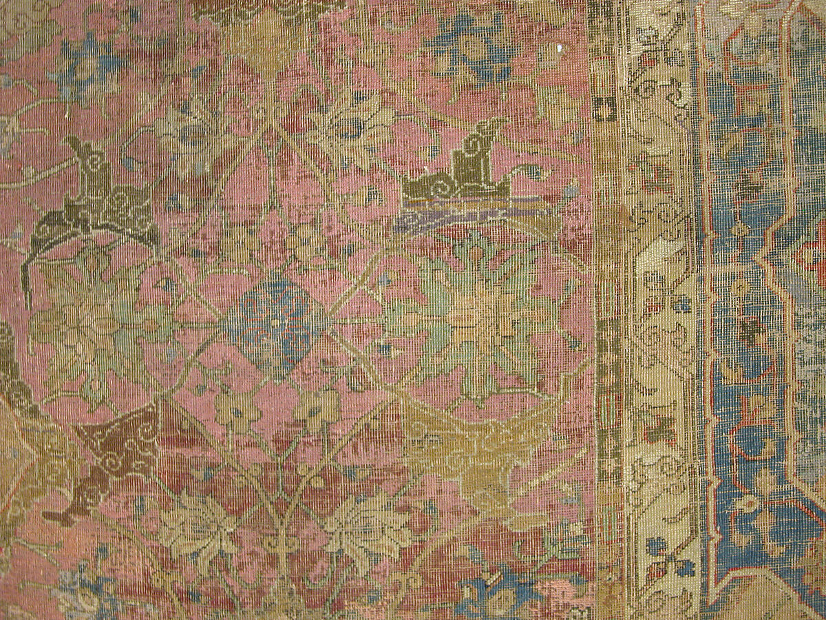 Carpet, Cotton (warp and weft), wool (pile); asymmetrically knotted pile