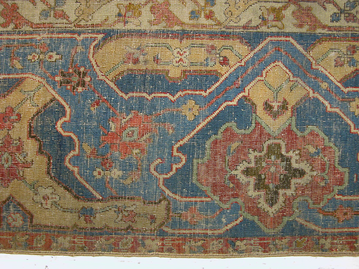 Carpet, Cotton (warp and weft), wool (pile); asymmetrically knotted pile