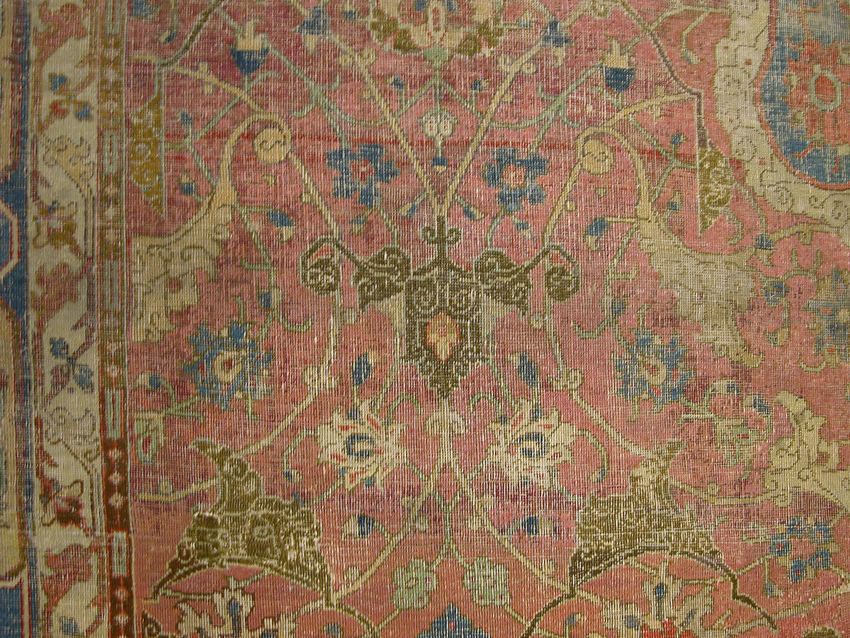 Carpet, Cotton (warp and weft), wool (pile); asymmetrically knotted pile