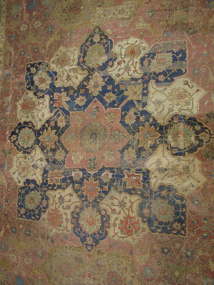 Carpet, Cotton (warp and weft), wool (pile); asymmetrically knotted pile