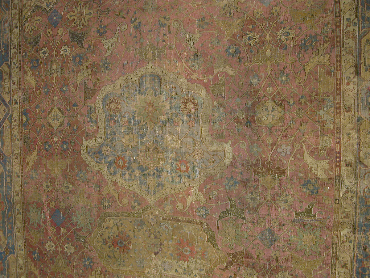Carpet, Cotton (warp and weft), wool (pile); asymmetrically knotted pile