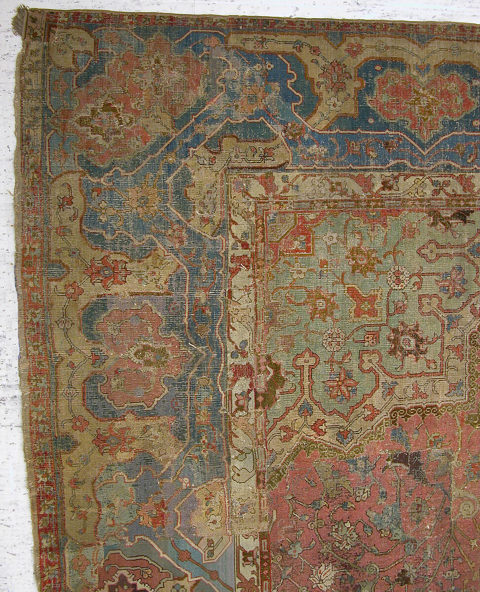 Carpet, Cotton (warp and weft), wool (pile); asymmetrically knotted pile