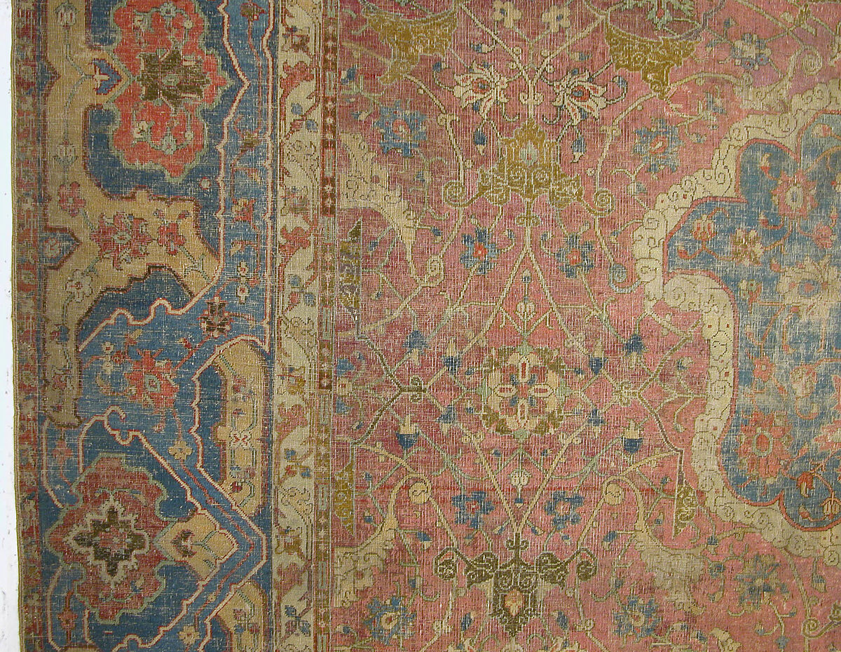 Carpet, Cotton (warp and weft), wool (pile); asymmetrically knotted pile