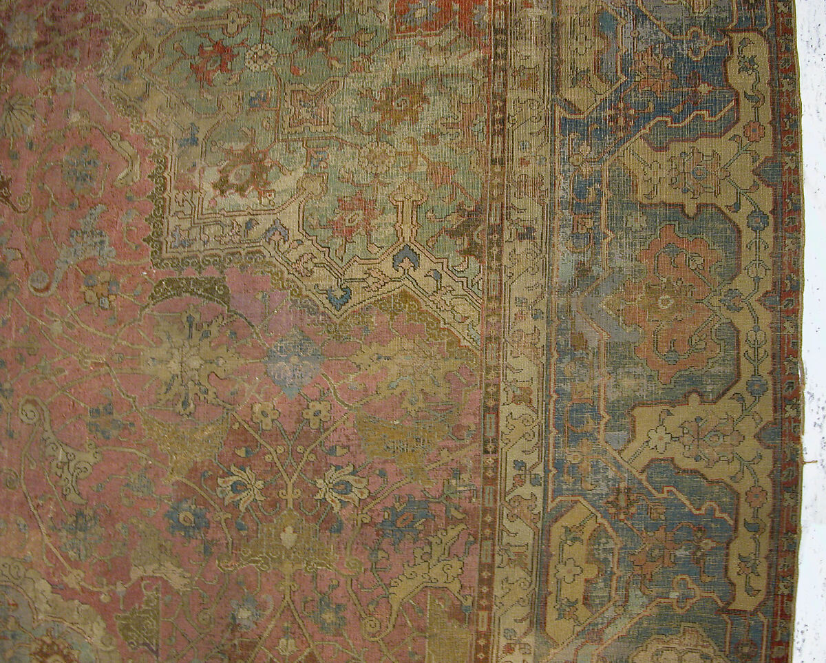 Carpet, Cotton (warp and weft), wool (pile); asymmetrically knotted pile
