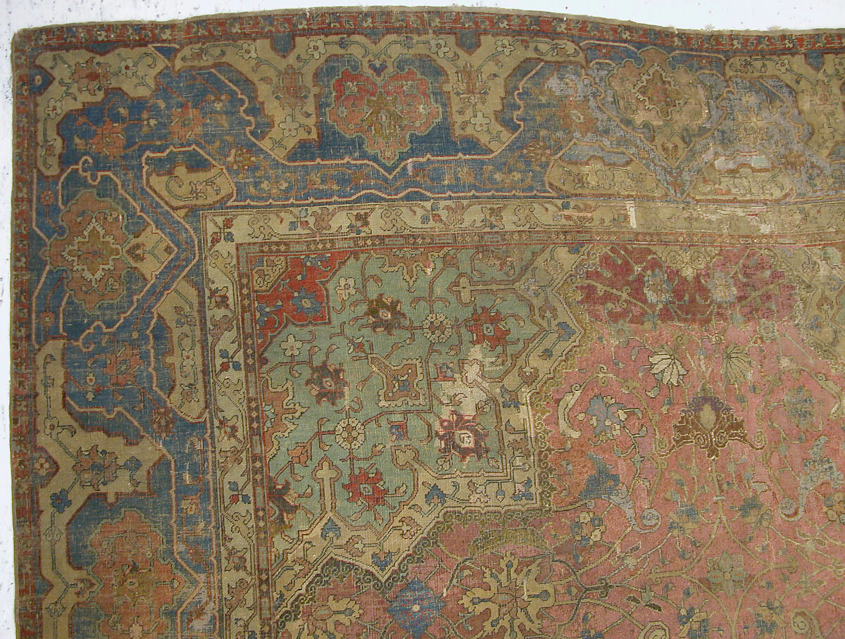 Carpet, Cotton (warp and weft), wool (pile); asymmetrically knotted pile