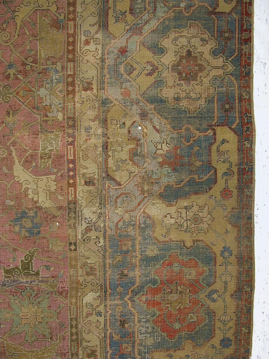 Carpet, Cotton (warp and weft), wool (pile); asymmetrically knotted pile