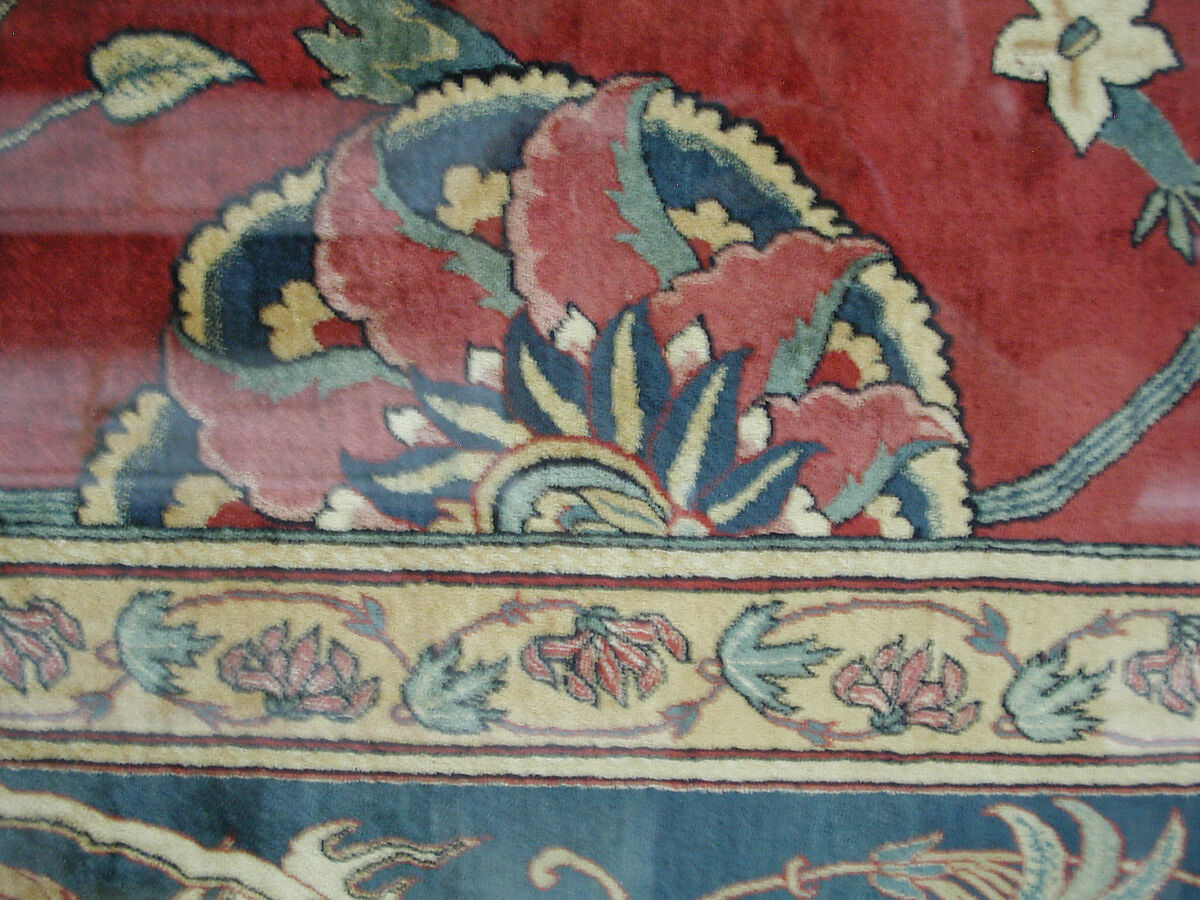 Fragments of a Carpet, Silk (warp and weft), wool (pile); asymmetrically knotted pile