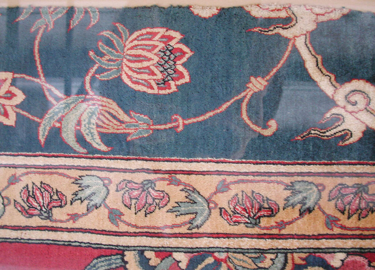 Fragments of a Carpet, Silk (warp and weft), wool (pile); asymmetrically knotted pile