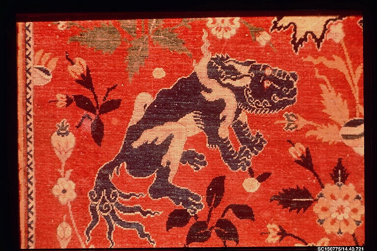 Silk Animal Carpet, Silk (warp, weft, and pile); asymmetrically knotted pile