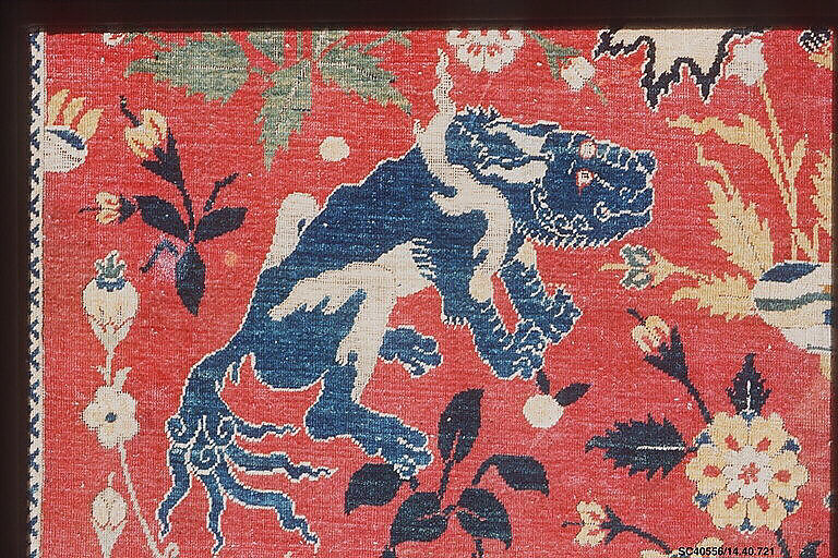 Silk Animal Carpet, Silk (warp, weft, and pile); asymmetrically knotted pile