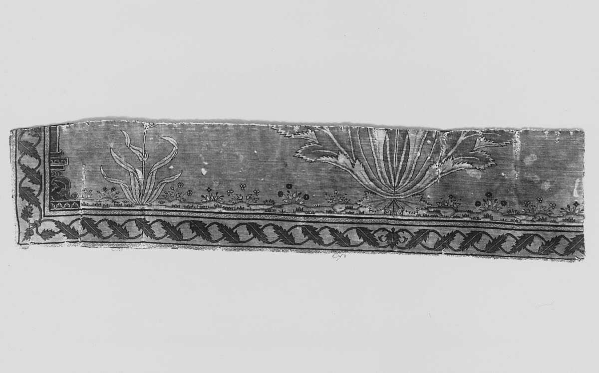 Fragment of a Carpet with Niche and Flower Design, Silk (warp and weft), pashmina wool (pile); asymmetrically knotted pile