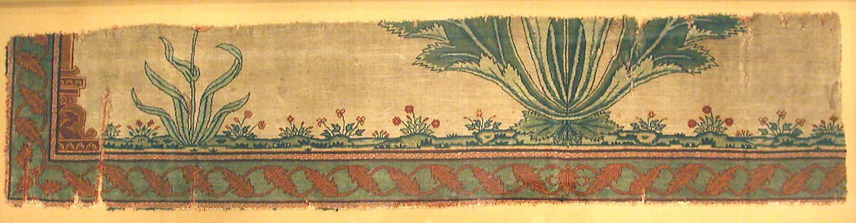 Fragment of a Carpet with Niche and Flower Design, Silk (warp and weft), pashmina wool (pile); asymmetrically knotted pile