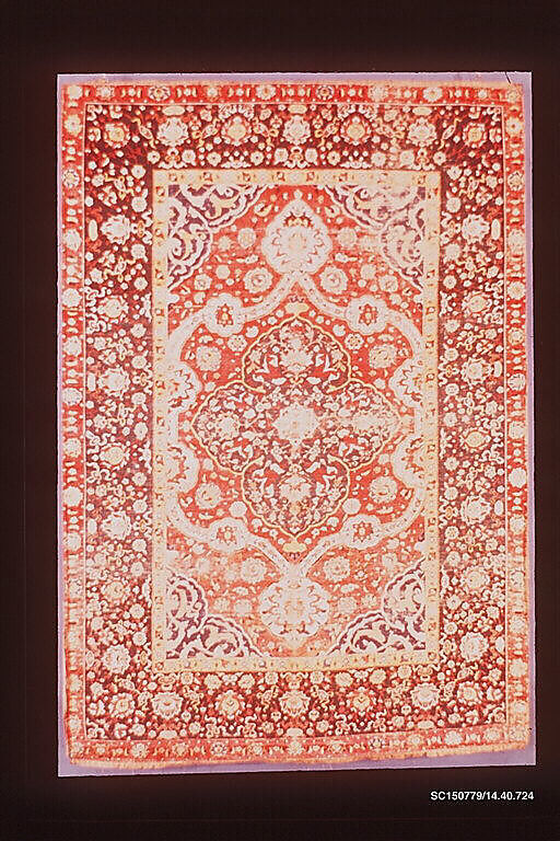 Silk Kashan Carpet, Silk (warp, weft and pile); asymmetrically knotted pile