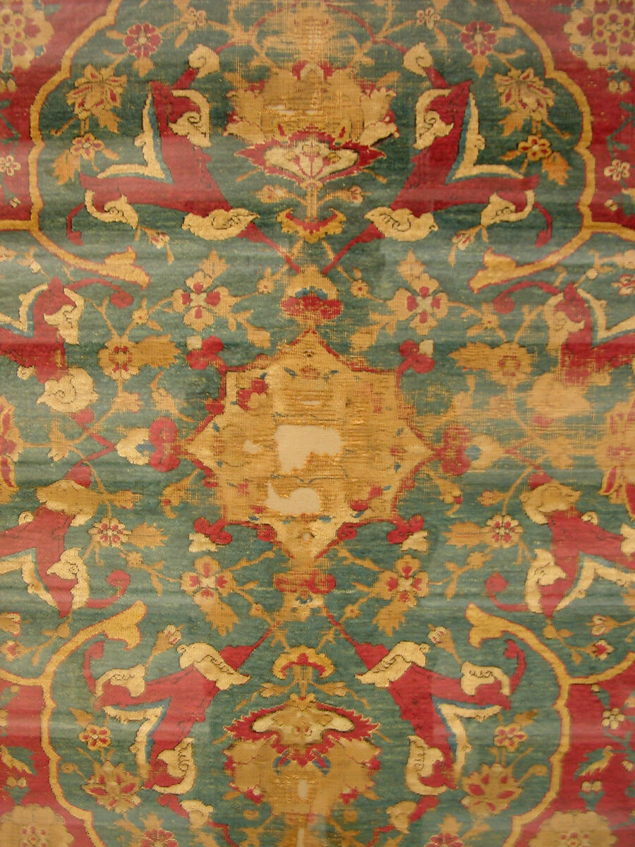 Silk Kashan Carpet, Silk (warp, weft and pile); asymmetrically knotted pile