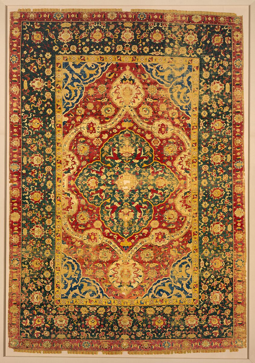 Silk Kashan Carpet, Silk (warp, weft and pile); asymmetrically knotted pile