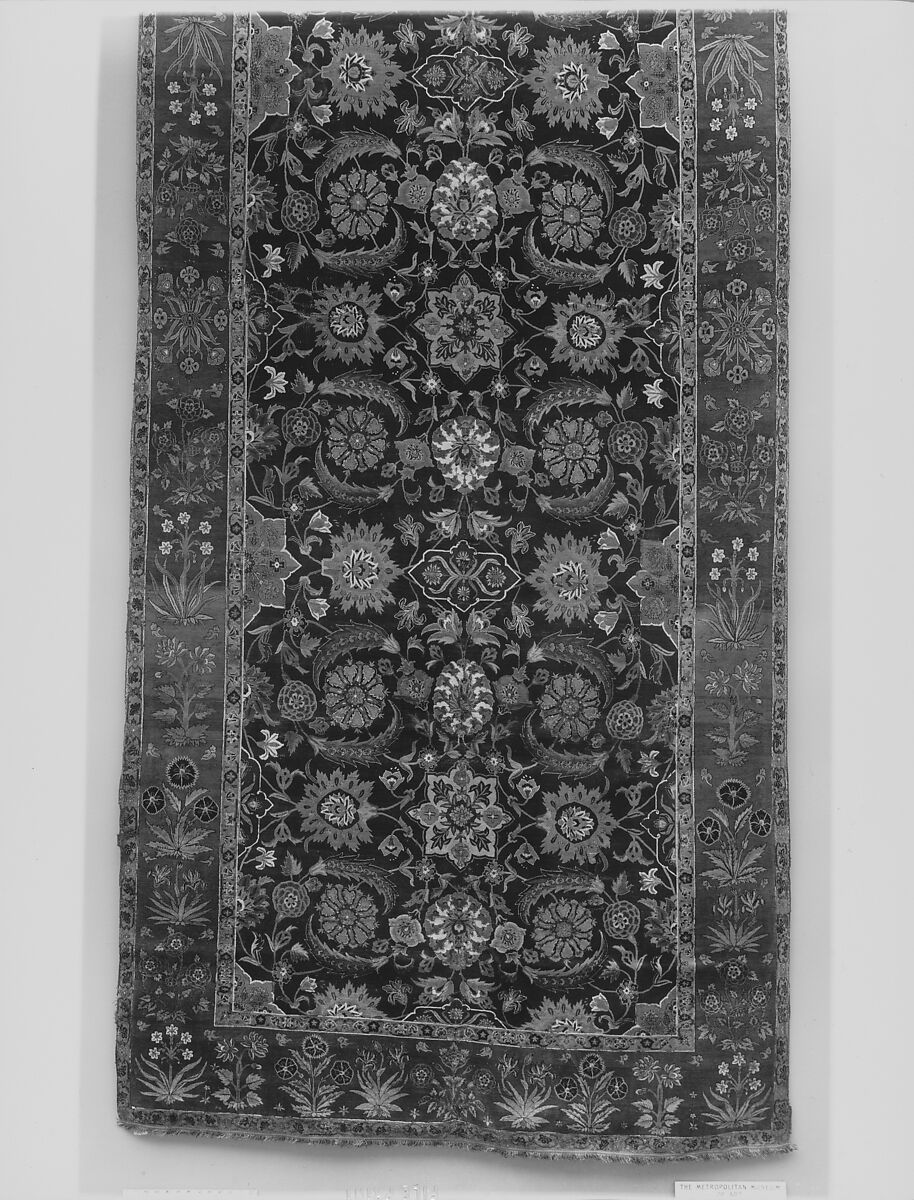 Carpet with Scrolling Vines and Blossoms, Silk (warp and weft), pashmina wool (pile); asymmetrically knotted pile