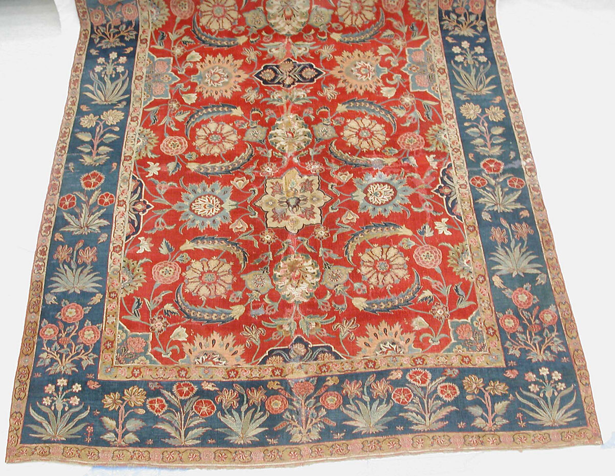 Carpet with Scrolling Vines and Blossoms, Silk (warp and weft), pashmina wool (pile); asymmetrically knotted pile