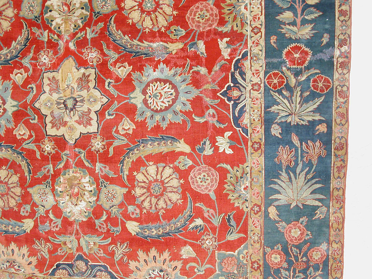 Carpet with Scrolling Vines and Blossoms, Silk (warp and weft), pashmina wool (pile); asymmetrically knotted pile