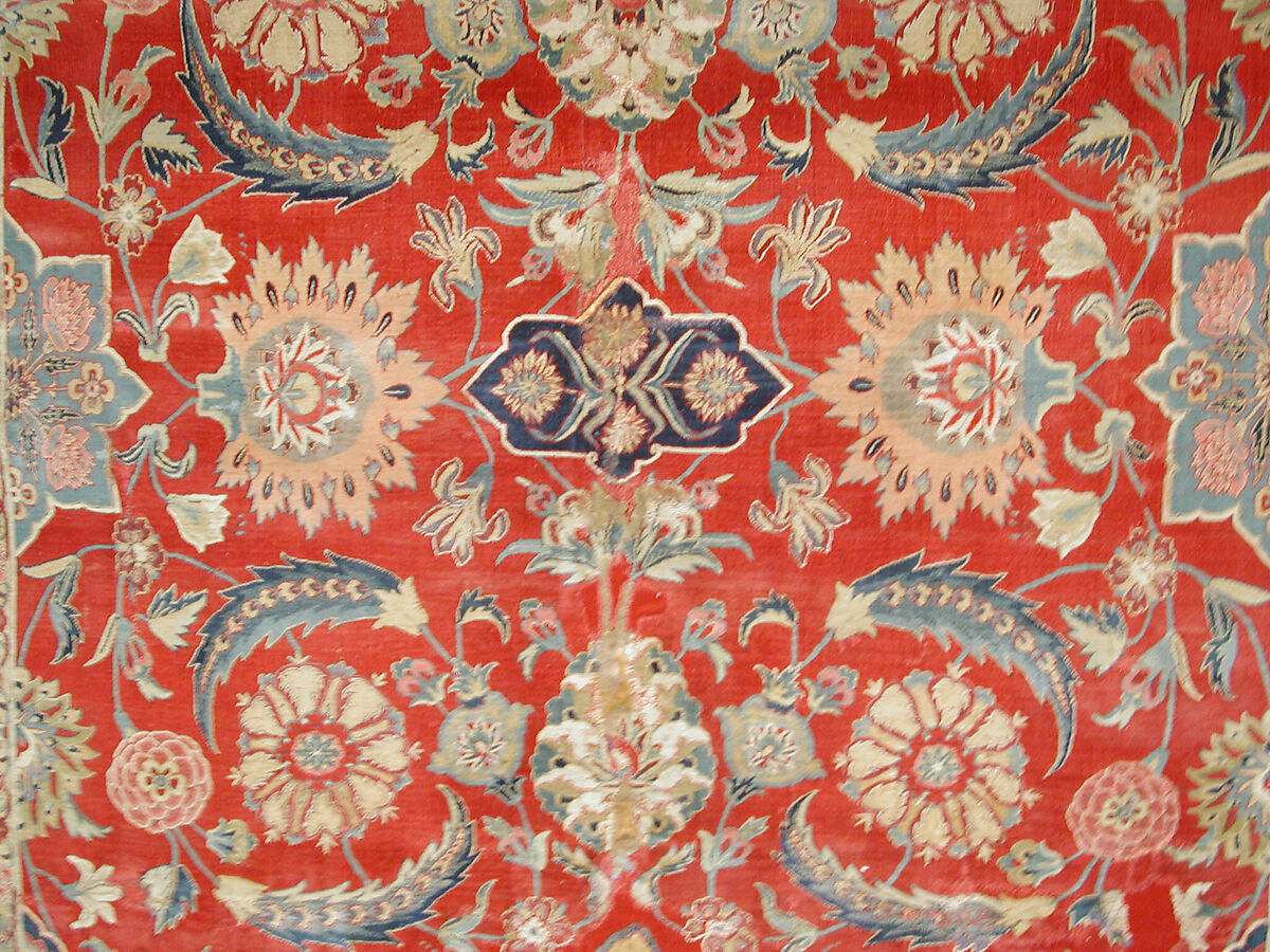Carpet with Scrolling Vines and Blossoms, Silk (warp and weft), pashmina wool (pile); asymmetrically knotted pile