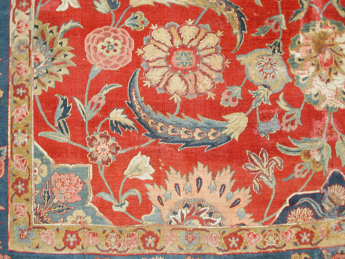 Carpet with Scrolling Vines and Blossoms, Silk (warp and weft), pashmina wool (pile); asymmetrically knotted pile