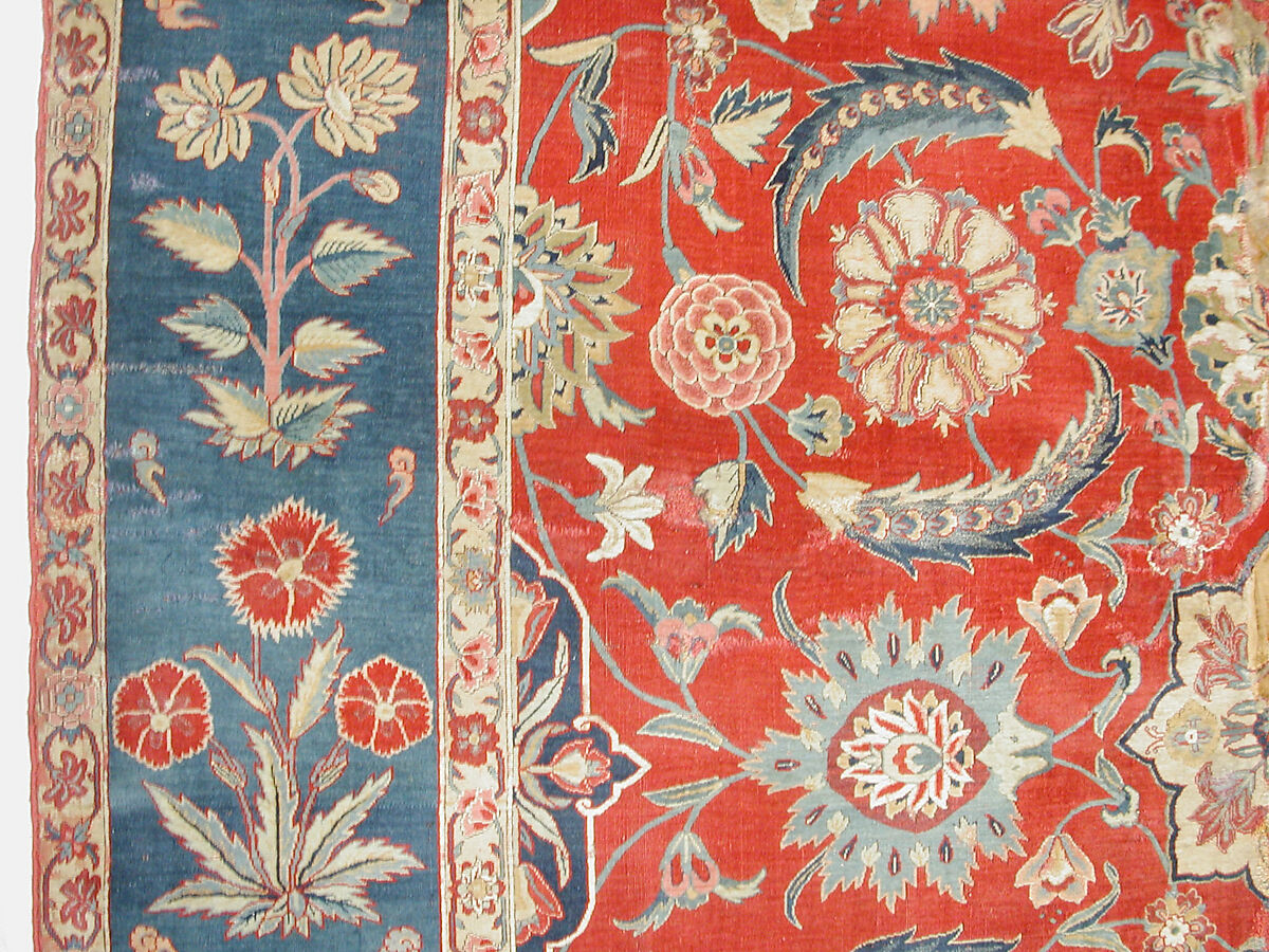 Carpet with Scrolling Vines and Blossoms, Silk (warp and weft), pashmina wool (pile); asymmetrically knotted pile