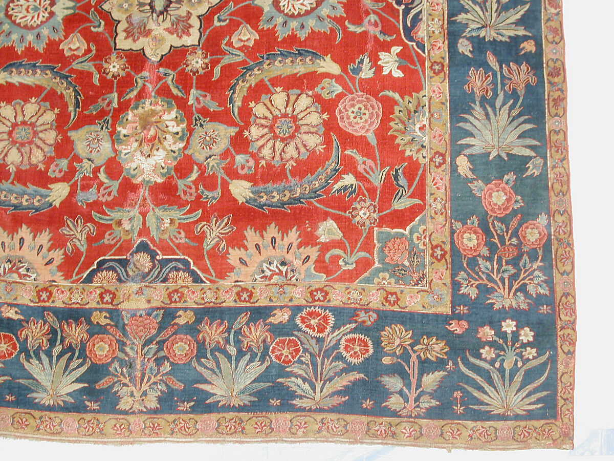 Carpet with Scrolling Vines and Blossoms, Silk (warp and weft), pashmina wool (pile); asymmetrically knotted pile