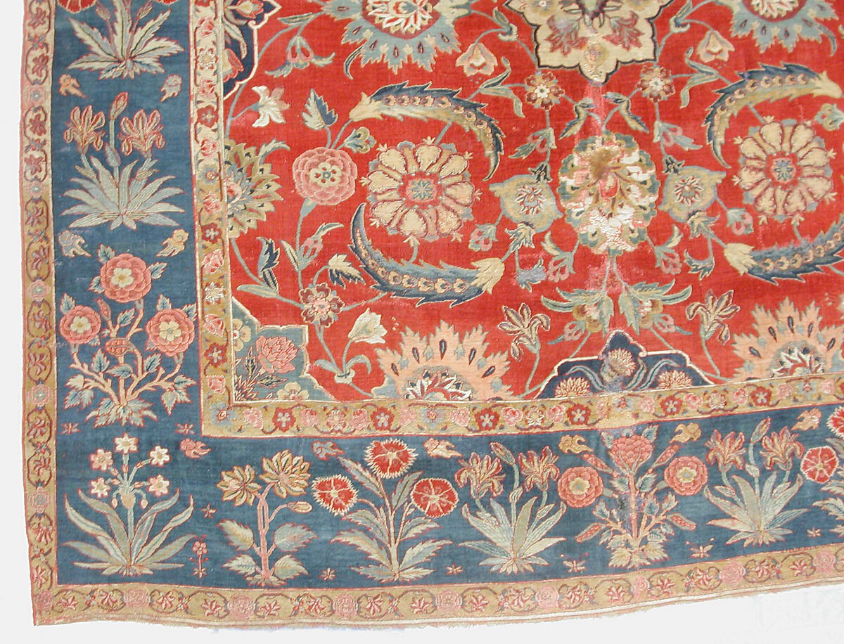 Carpet with Scrolling Vines and Blossoms, Silk (warp and weft), pashmina wool (pile); asymmetrically knotted pile
