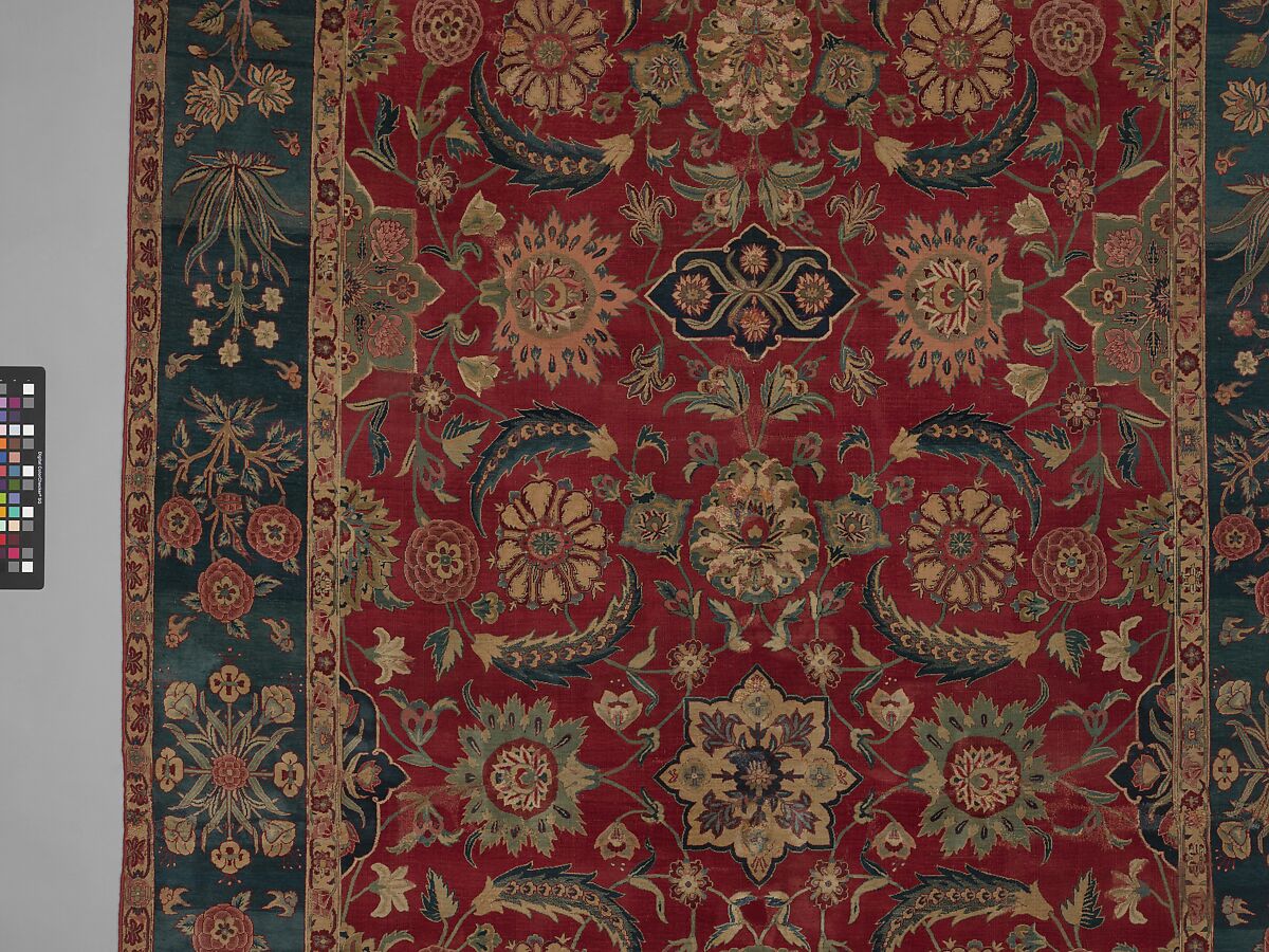 Carpet with Scrolling Vines and Blossoms, Silk (warp and weft), pashmina wool (pile); asymmetrically knotted pile