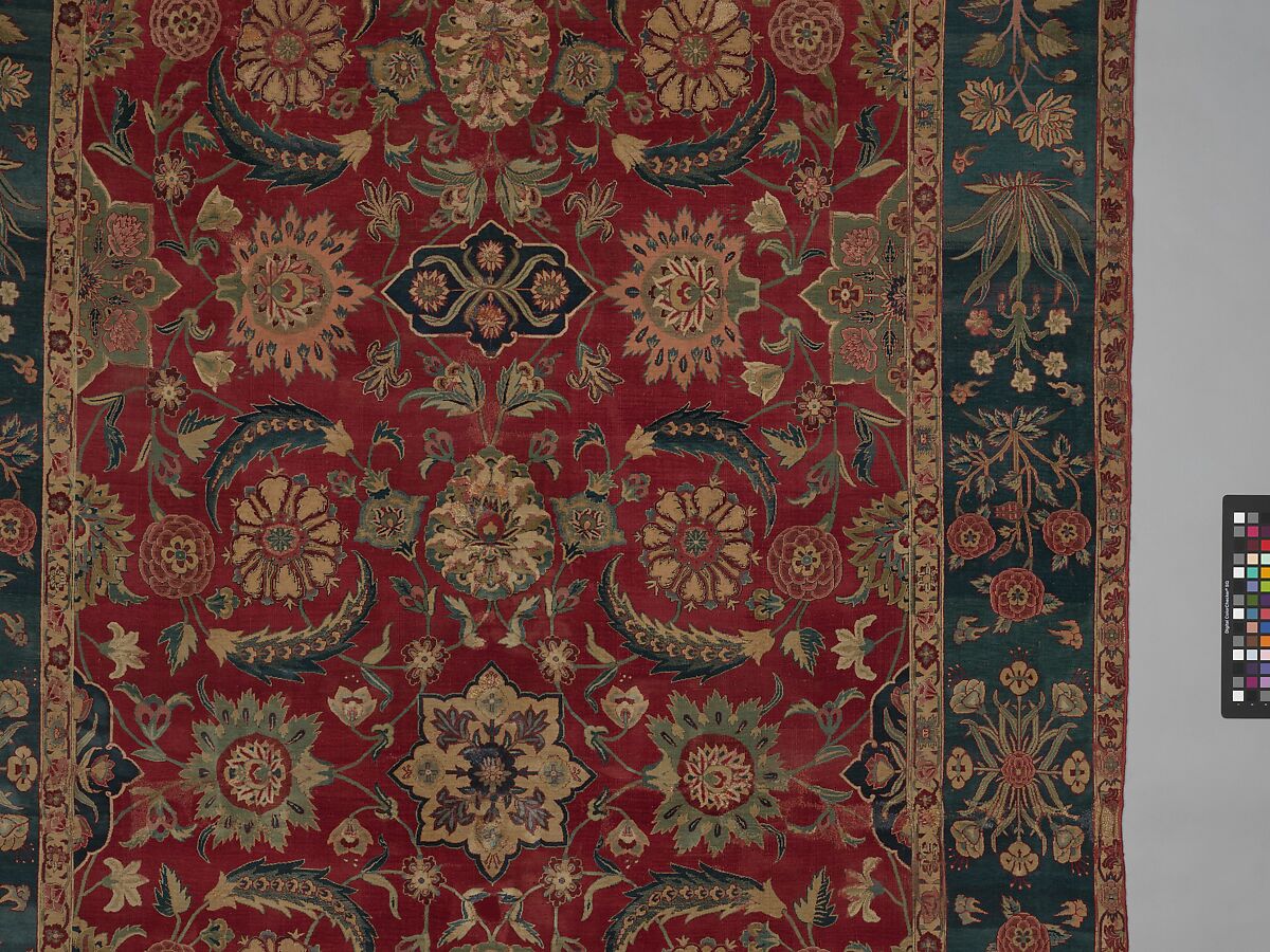Carpet with Scrolling Vines and Blossoms, Silk (warp and weft), pashmina wool (pile); asymmetrically knotted pile