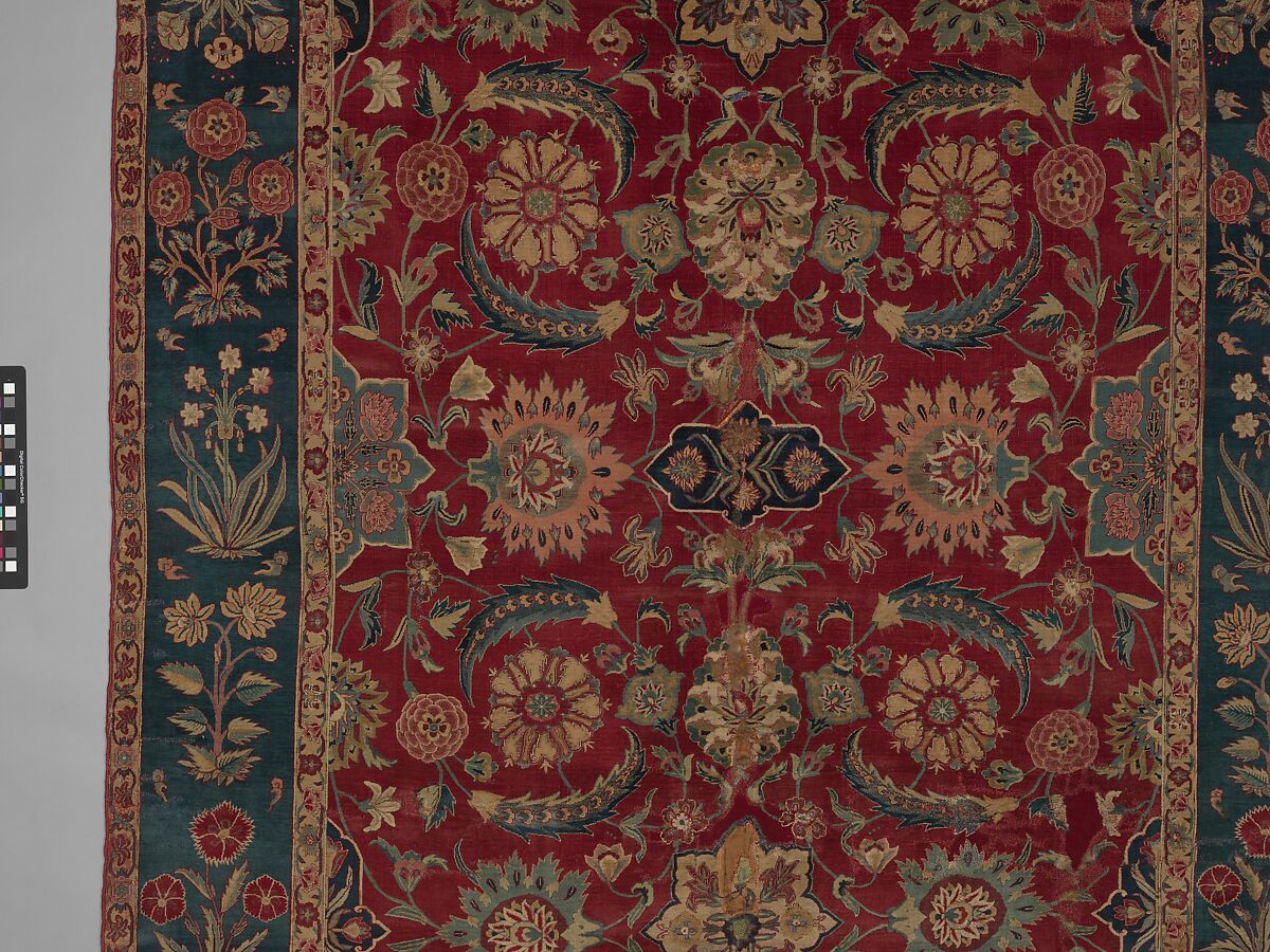 Carpet with Scrolling Vines and Blossoms, Silk (warp and weft), pashmina wool (pile); asymmetrically knotted pile