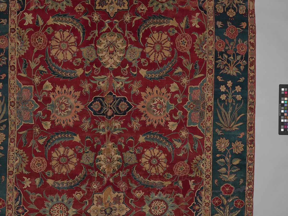 Carpet with Scrolling Vines and Blossoms, Silk (warp and weft), pashmina wool (pile); asymmetrically knotted pile
