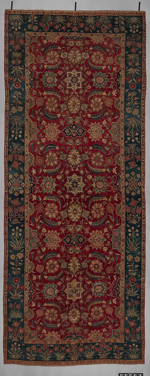 Carpet with Scrolling Vines and Blossoms, Silk (warp and weft), pashmina wool (pile); asymmetrically knotted pile 