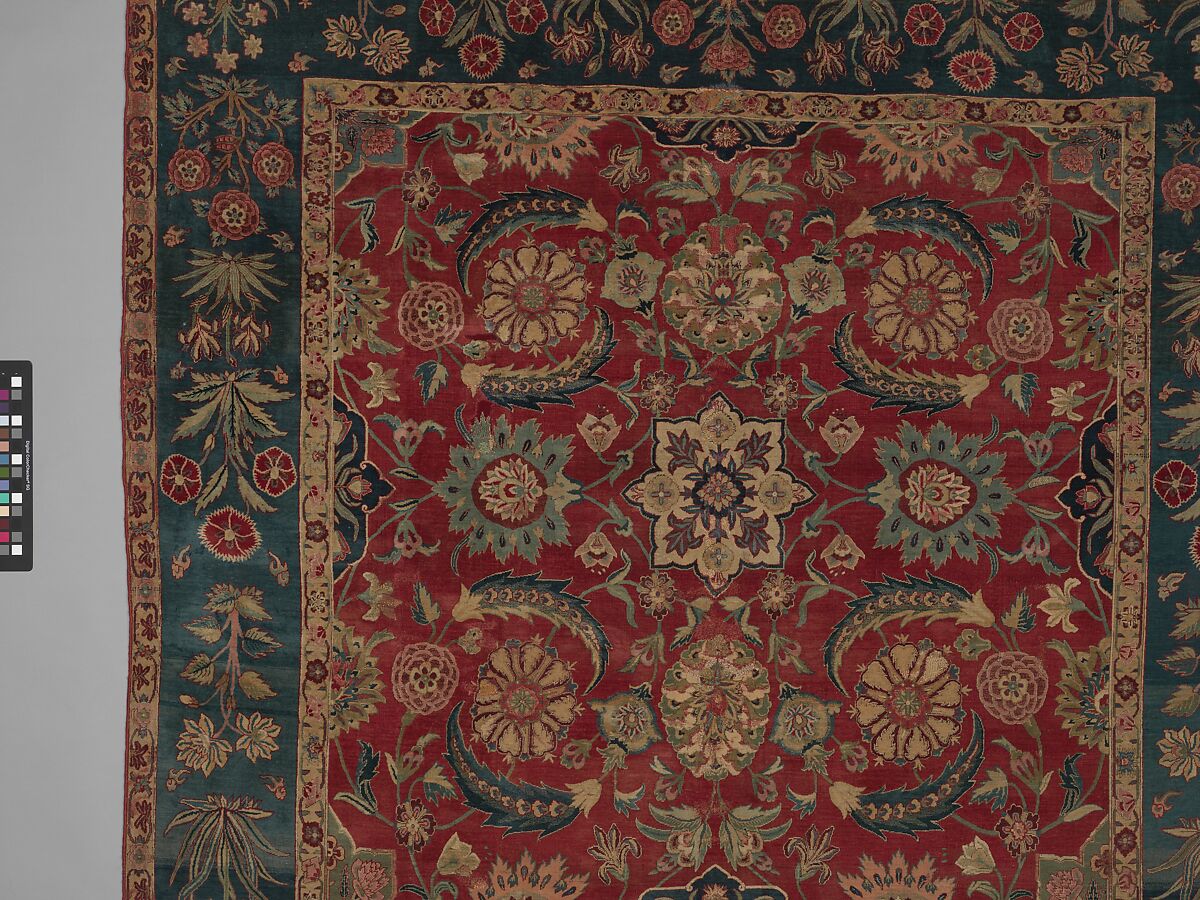 Carpet with Scrolling Vines and Blossoms, Silk (warp and weft), pashmina wool (pile); asymmetrically knotted pile