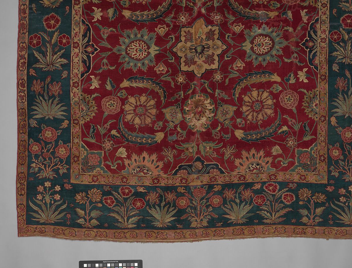 Carpet with Scrolling Vines and Blossoms, Silk (warp and weft), pashmina wool (pile); asymmetrically knotted pile
