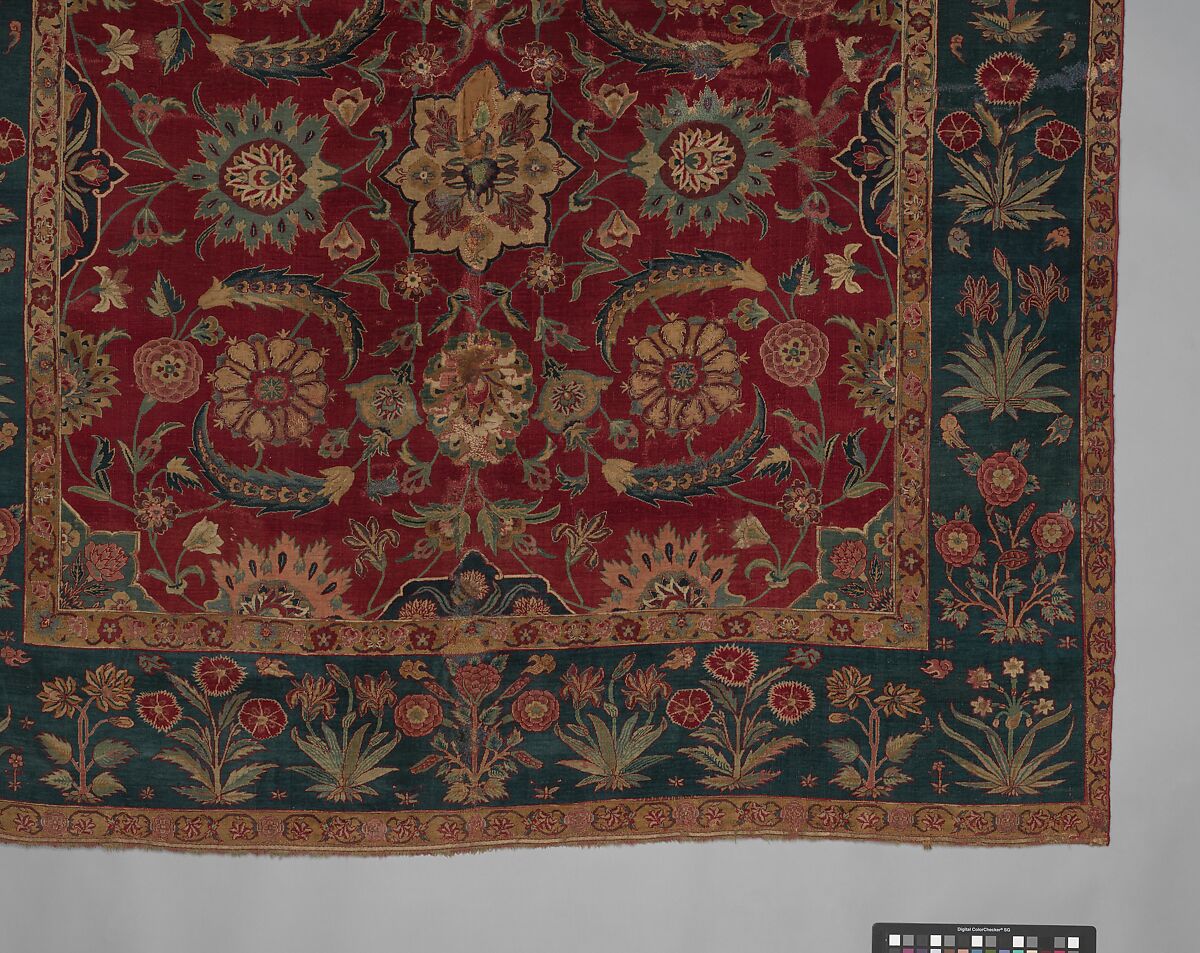 Carpet with Scrolling Vines and Blossoms, Silk (warp and weft), pashmina wool (pile); asymmetrically knotted pile