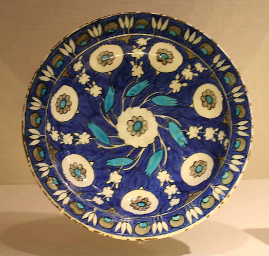Blue-Ground Dish with Floral Design