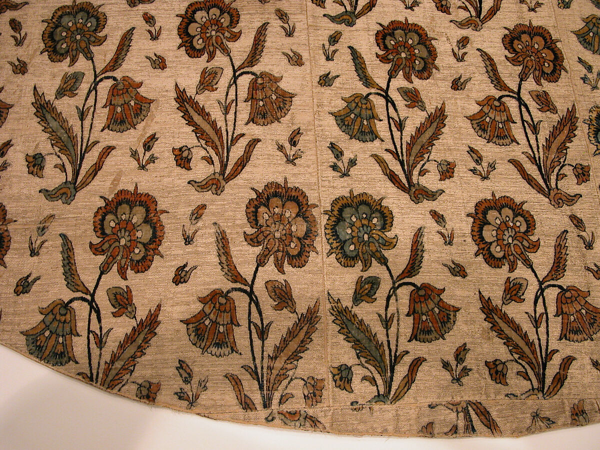 Cope, Silk, cotton, metal wrapped thread; cut and voided velvet, brocaded, embroidered, with engraved metal fittings