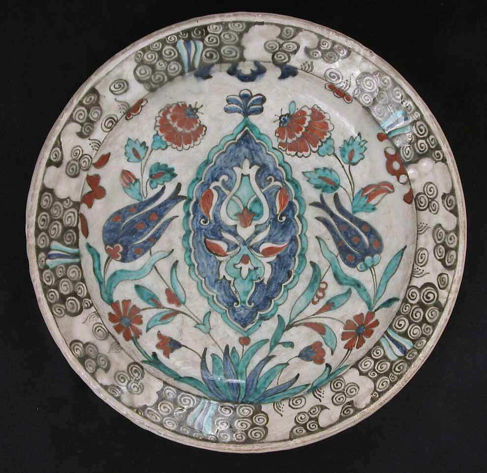 Dish, Stonepaste; painted and glazed 