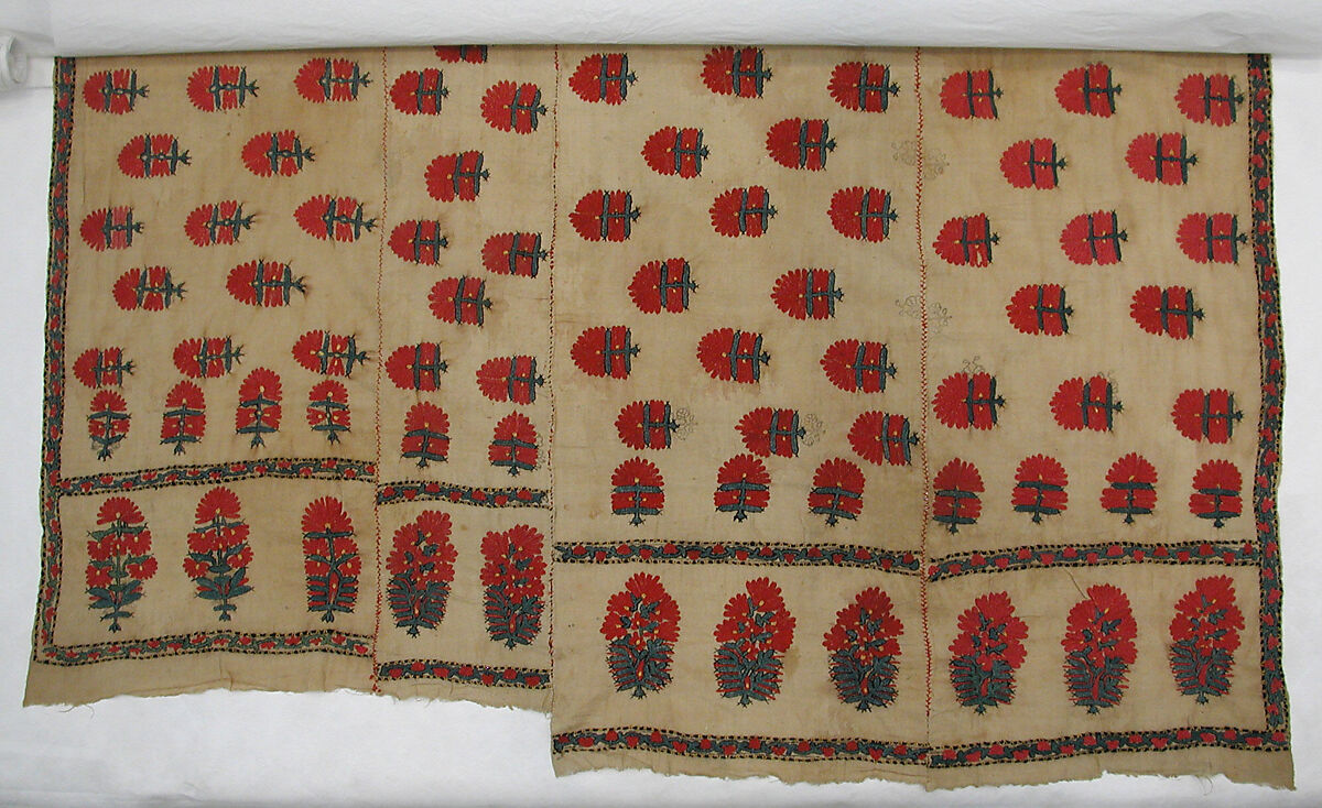 Cover, Linen; embroidered in silk 