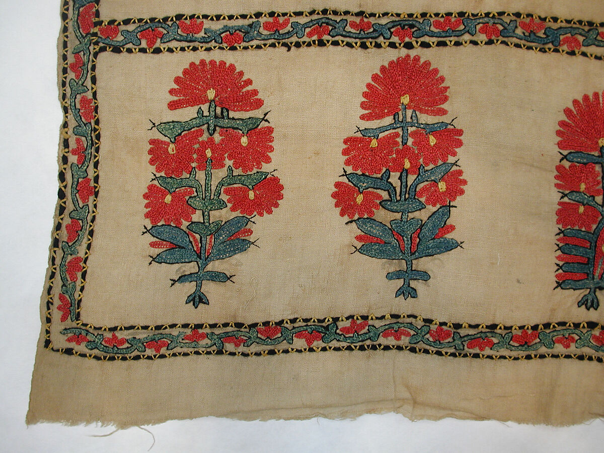Cover, Linen; embroidered in silk