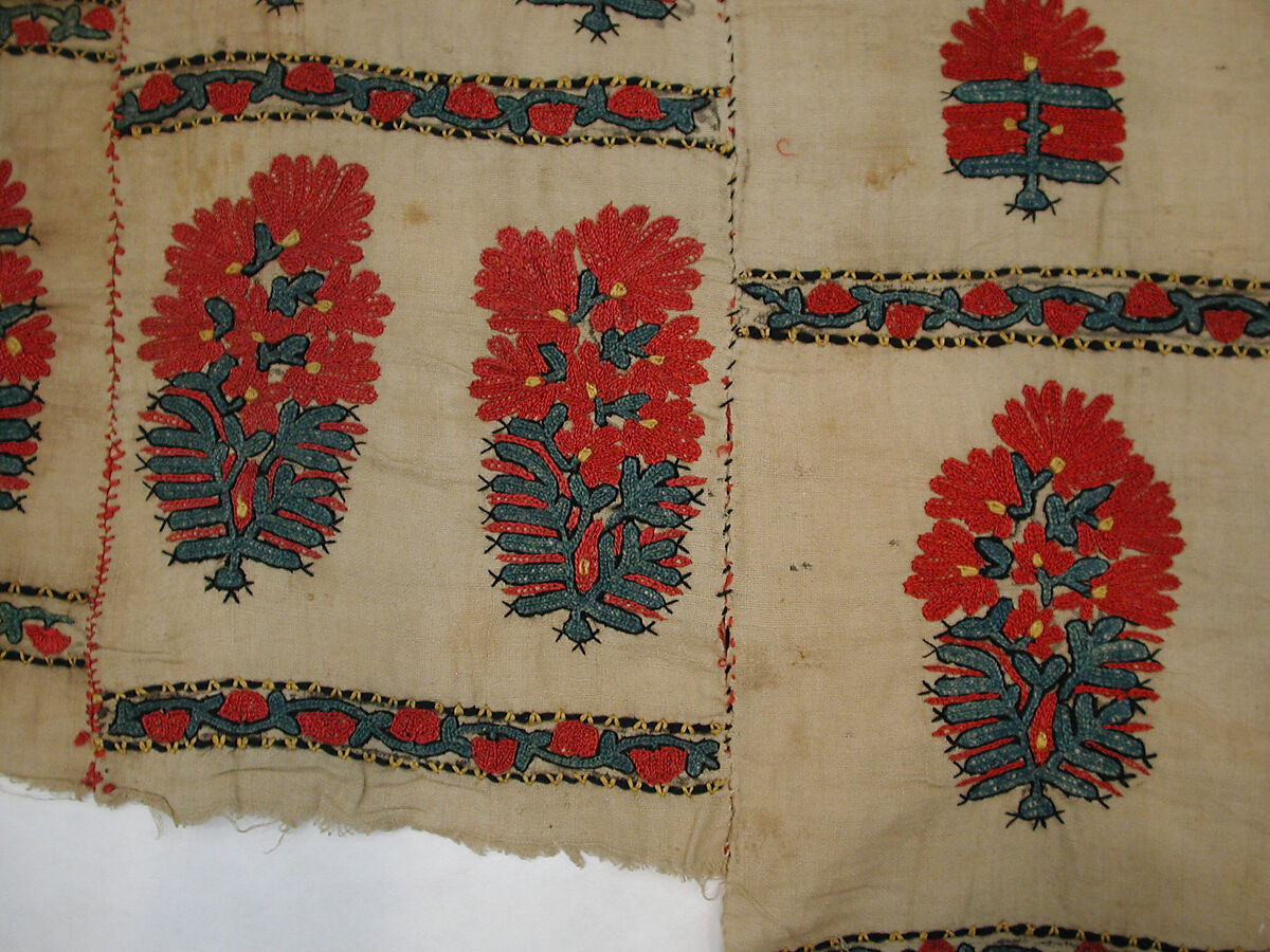 Cover, Linen; embroidered in silk