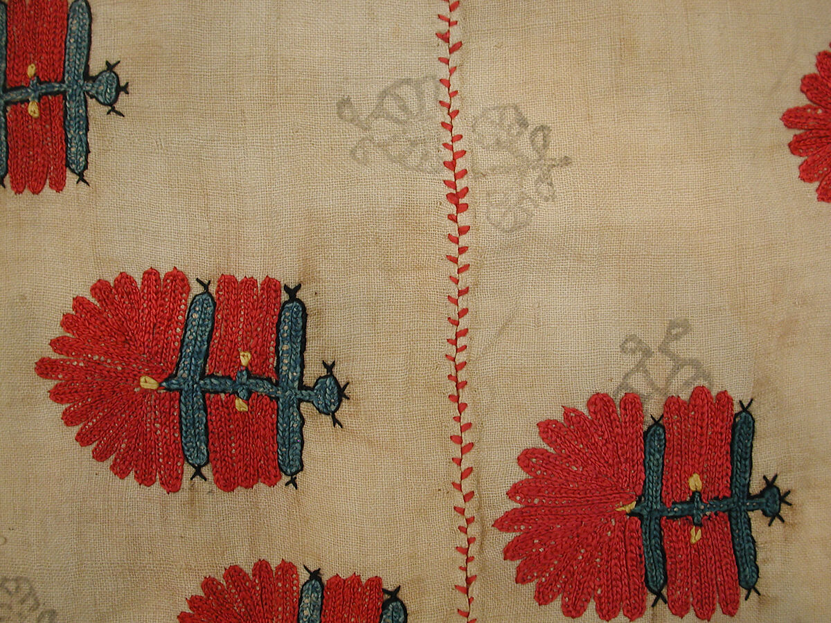 Cover, Linen; embroidered in silk