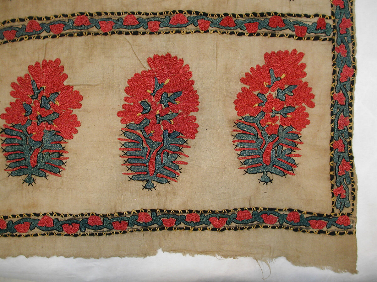 Cover, Linen; embroidered in silk