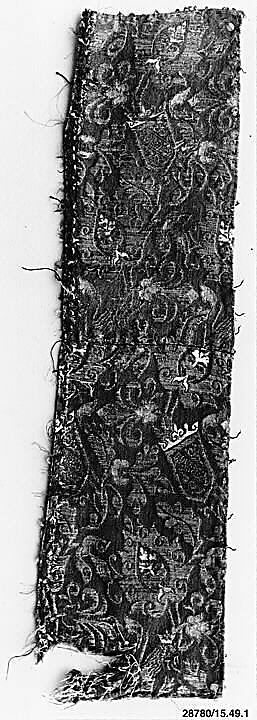 Textile Fragments, Silk, metal wrapped thread; lampas