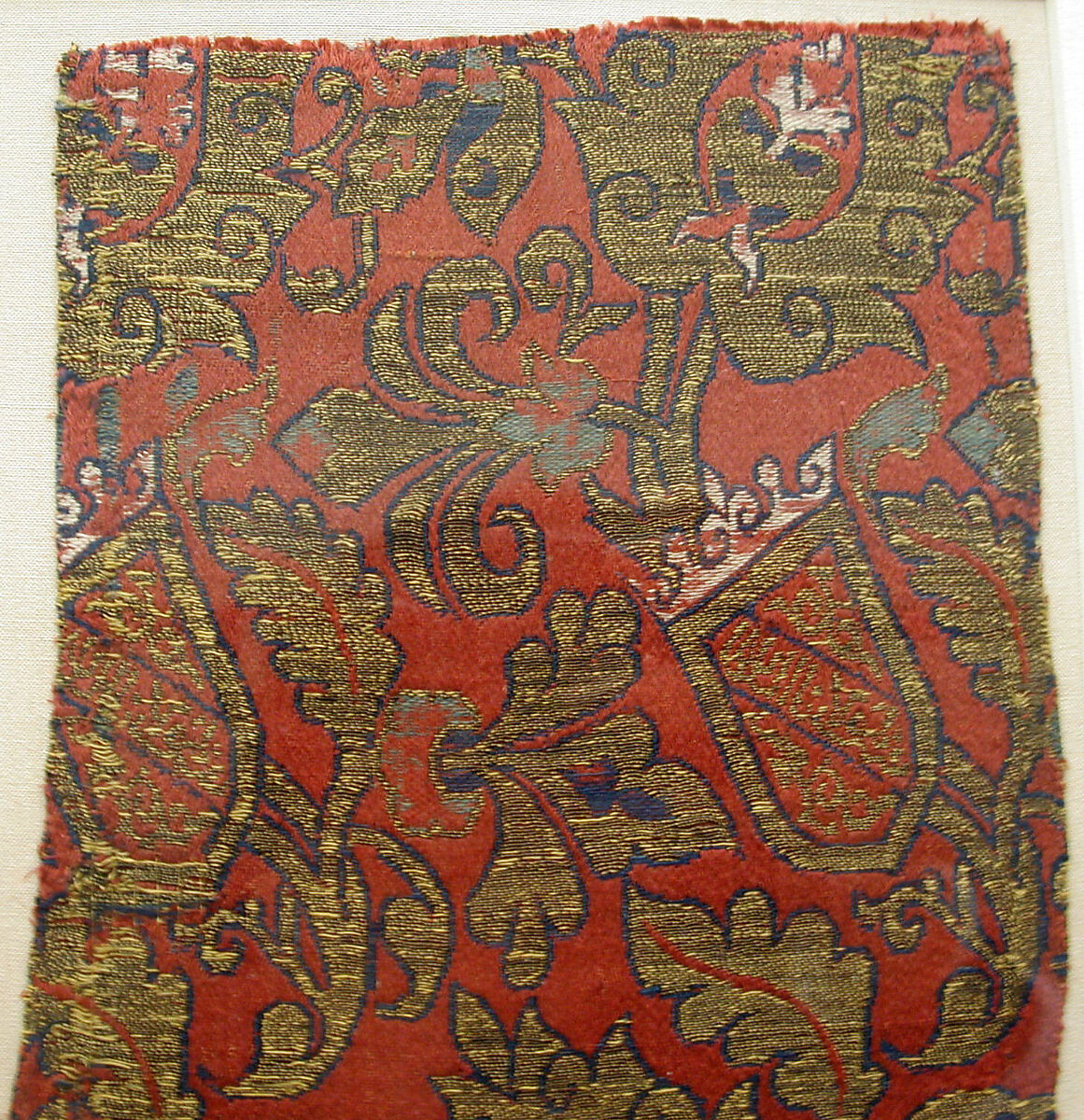 Textile Fragments, Silk, metal wrapped thread; lampas