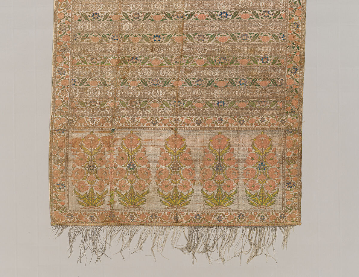 Sash, Silk, metal wrapped thread; brocaded